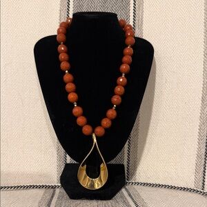 Elegant Gold and Brown Beaded Necklace